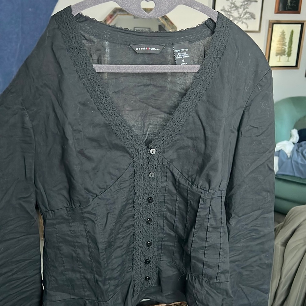 Vintage Y2K New York and Company Peasant Bell Sleeve Top